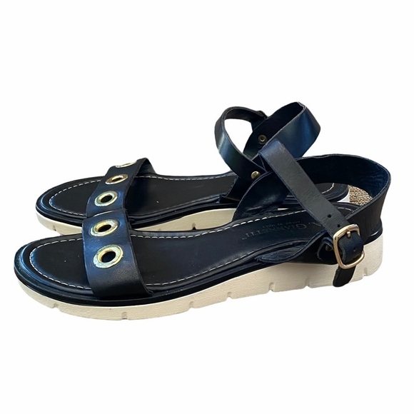 A. Gianetti Black sandal. Gold Grommet detail - Picture 1 of 9